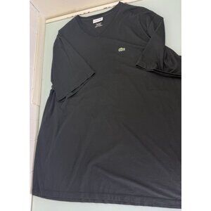 Lacoste T Shirt Mens 3XLT Big & Tall V Neck Black 100% Pima Cotton Short Sleeve